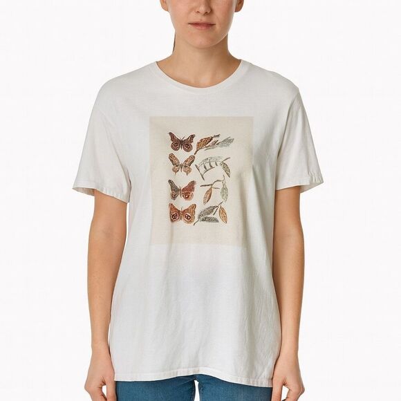 Vintage Fruit of the Loom Butterfly Graphic Tee White Cotton T-Shirt SZ XL - Picture 2 of 5